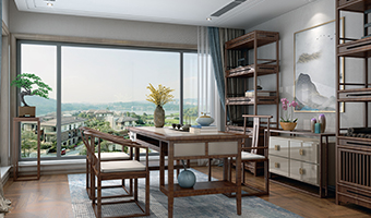 高雅新中式風格效果圖案例，靜享詩意居所