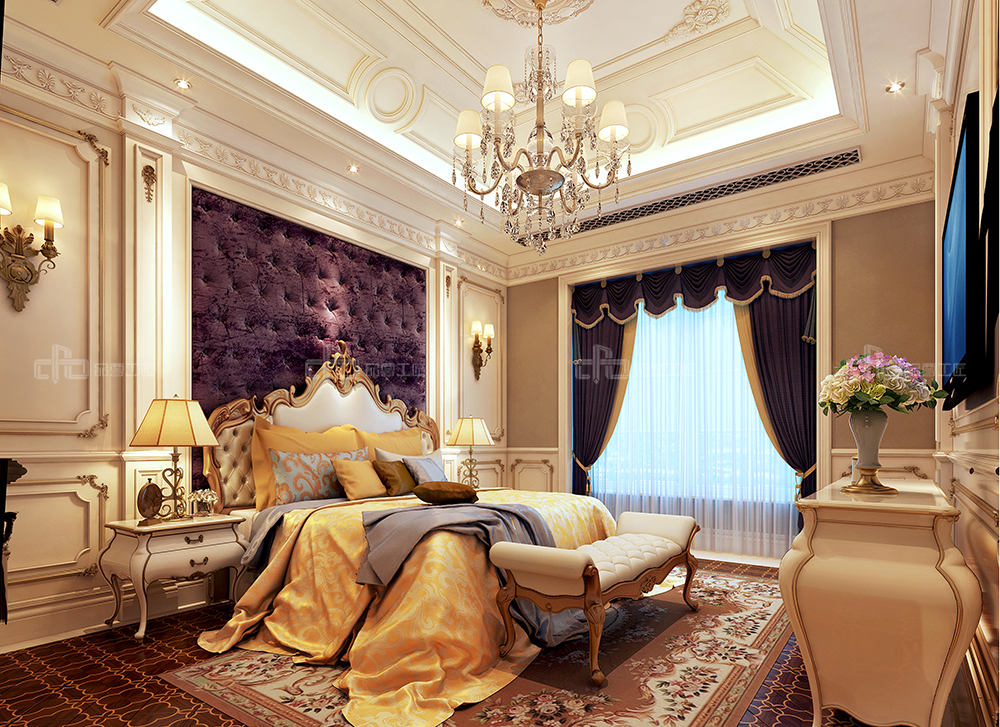 整木定制法式風(fēng)格，金色別墅裝修案例效果圖(圖7)